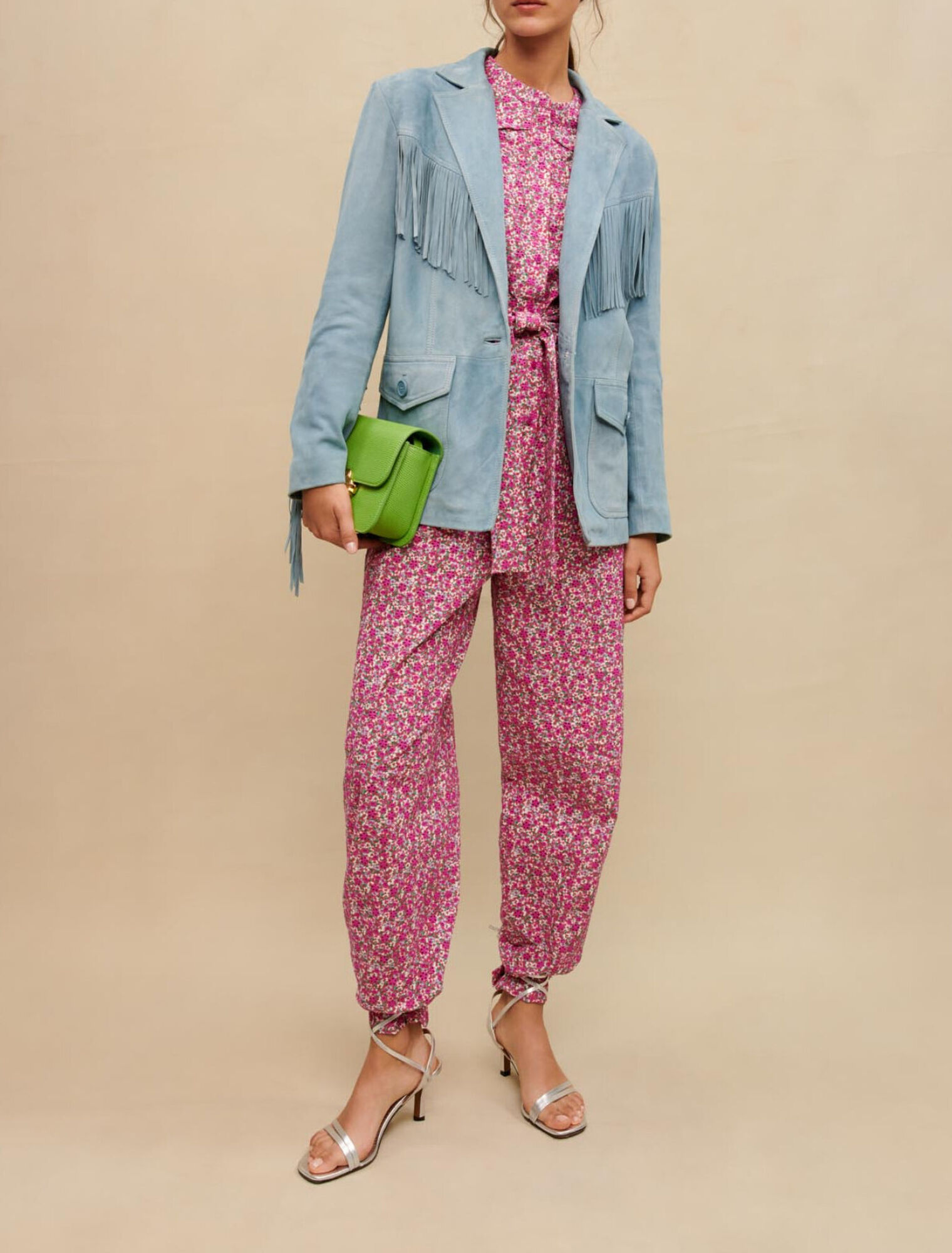 Veste en cuir suède à franges