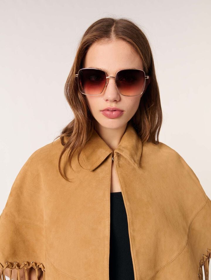 Short leather fringed coat