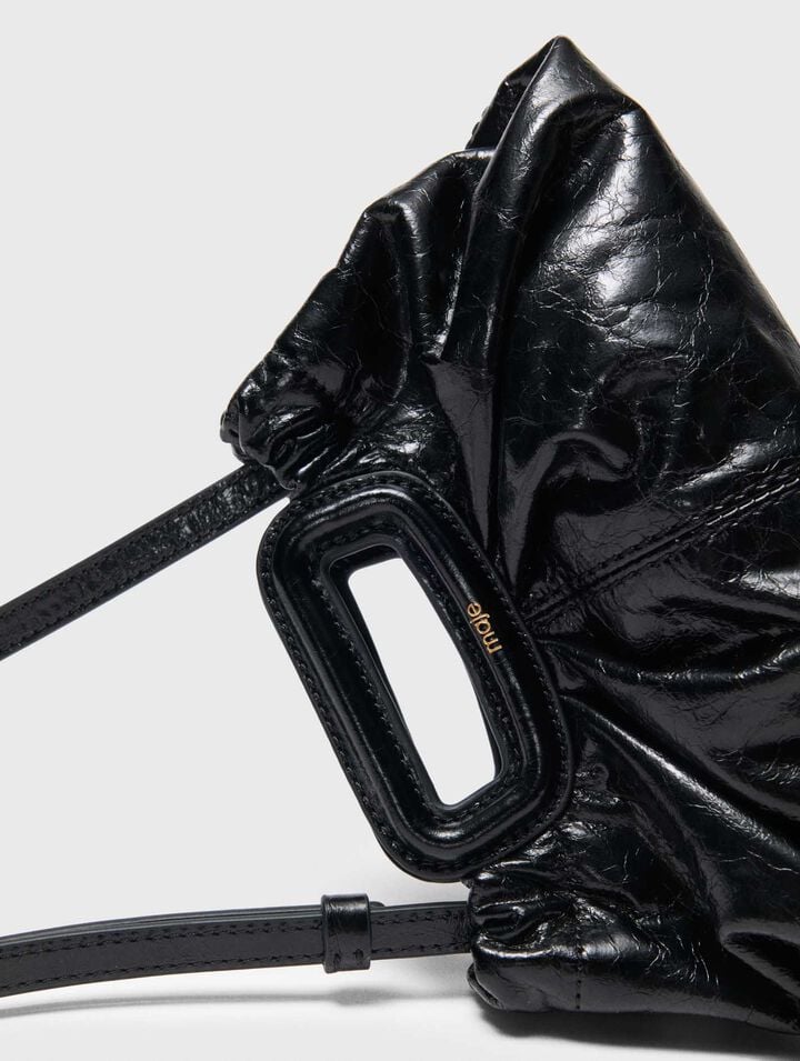 Crackled leather mini clutch