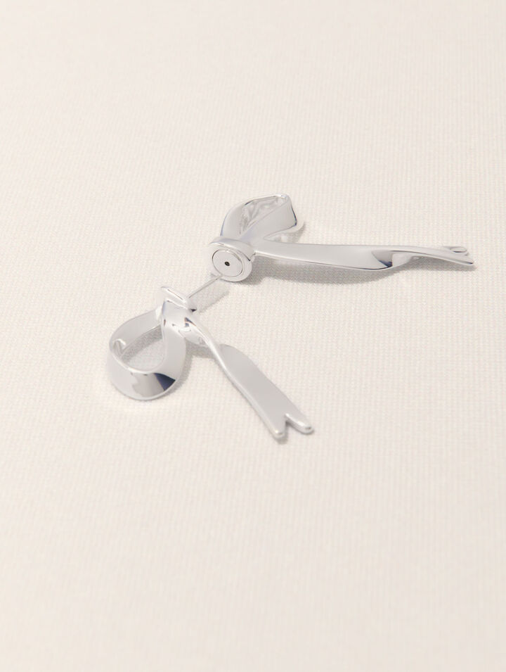 Boucle d'oreille nœud argentée