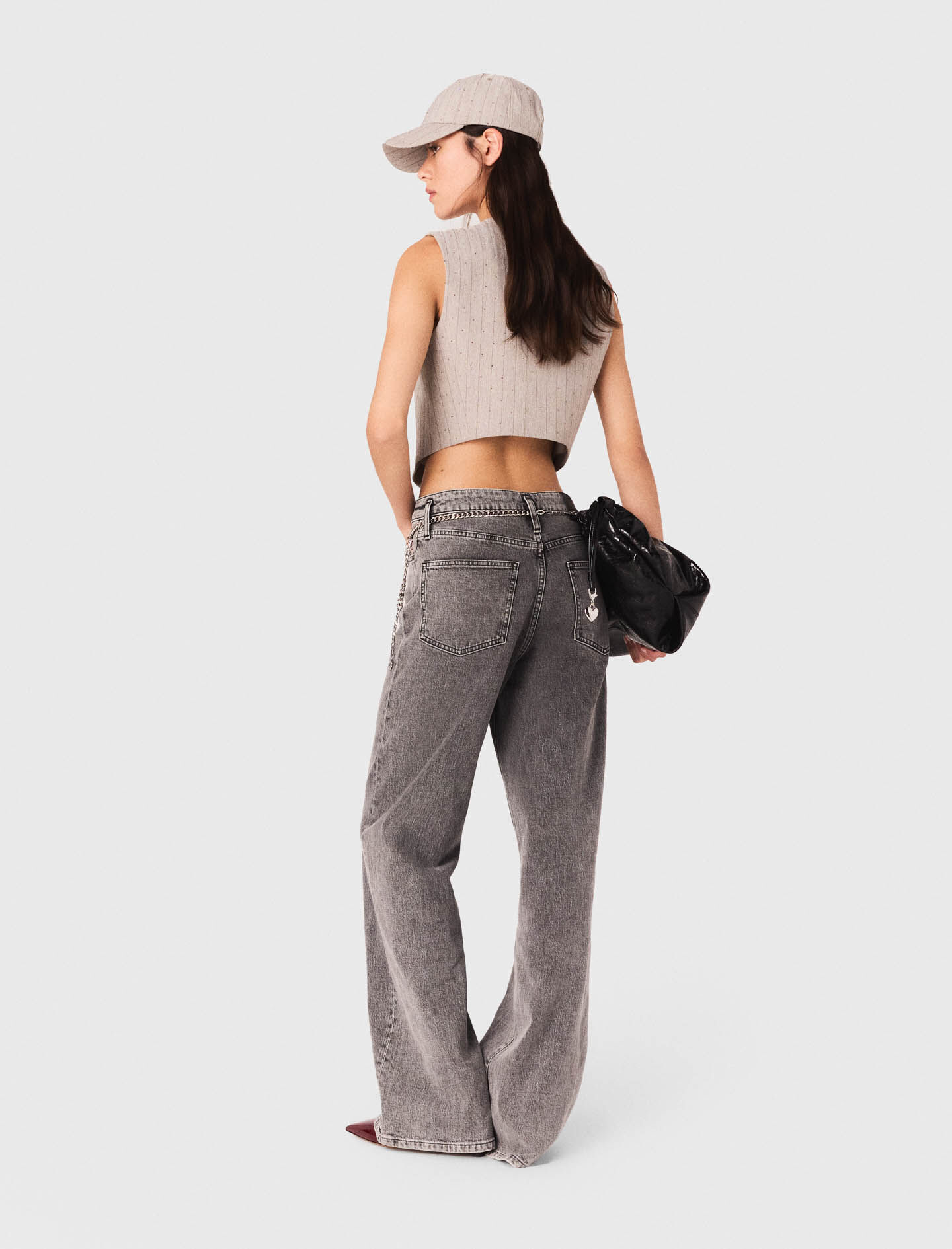 Rhinestone tailored vest Black / Gray For Women | Maje