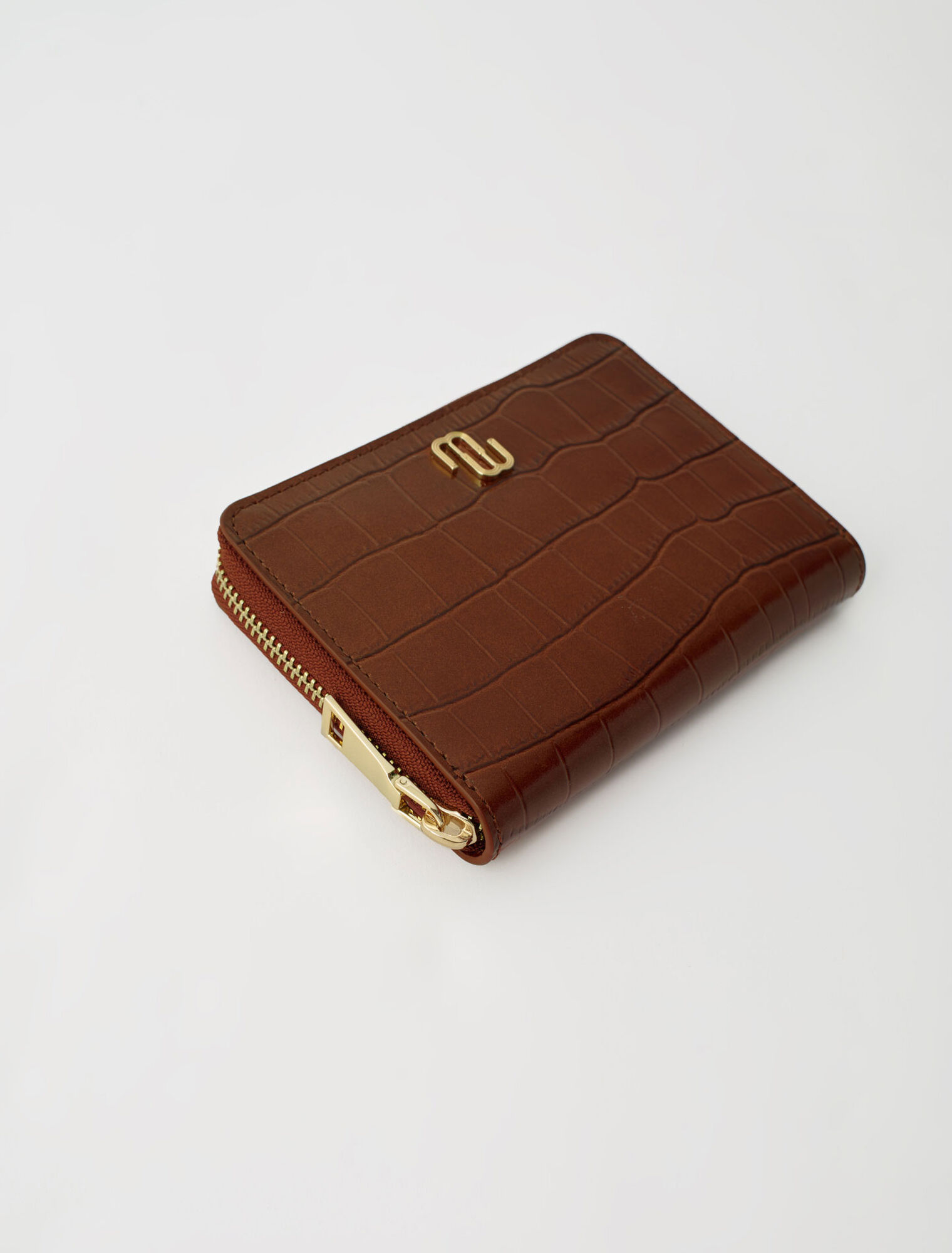 Portefeuille en cuir embossé croco