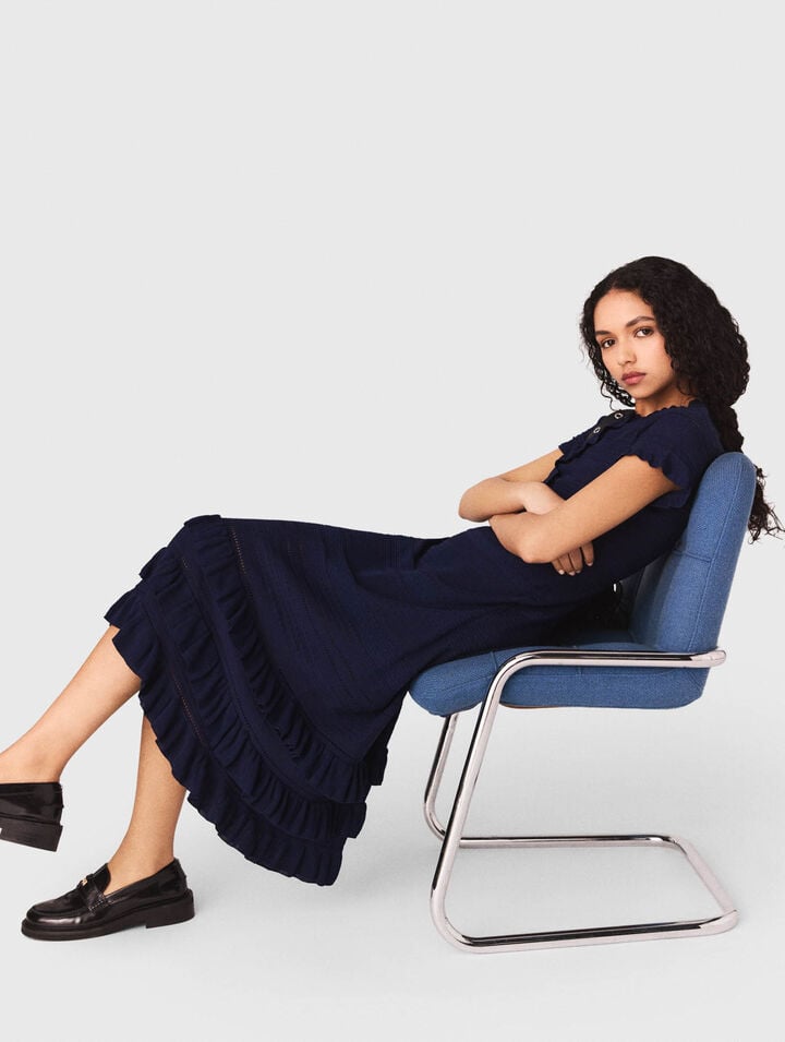 Knit maxi dress with ruffles