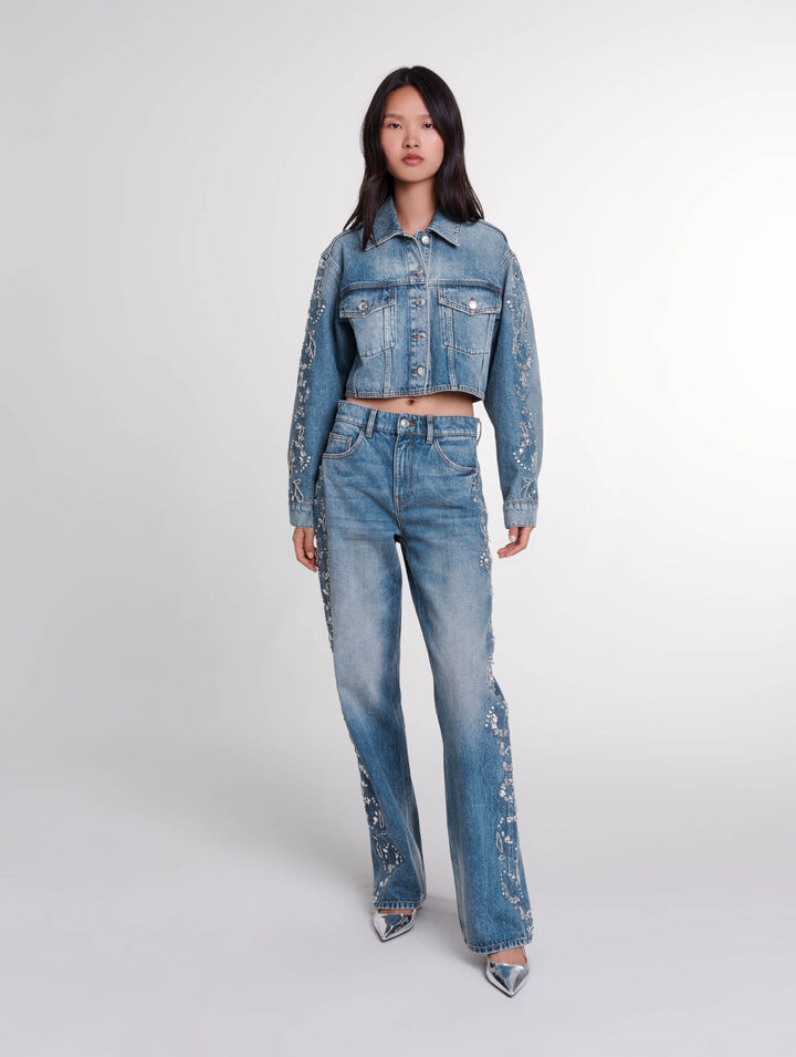 Blouson en denim brod&eacute; 