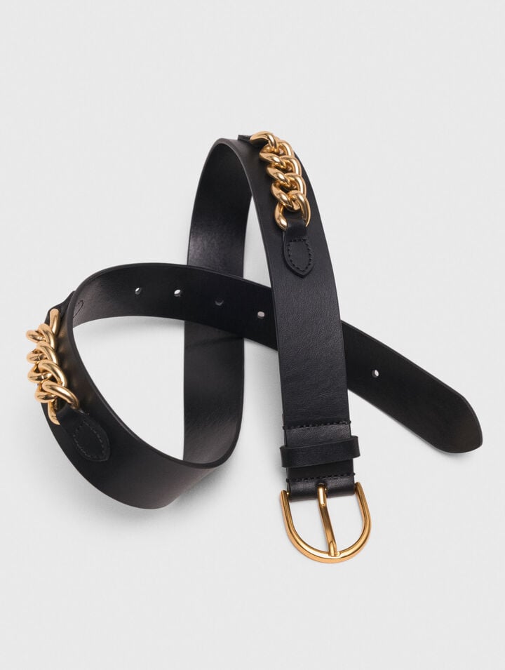 Ceinture en cuir et détails chaines