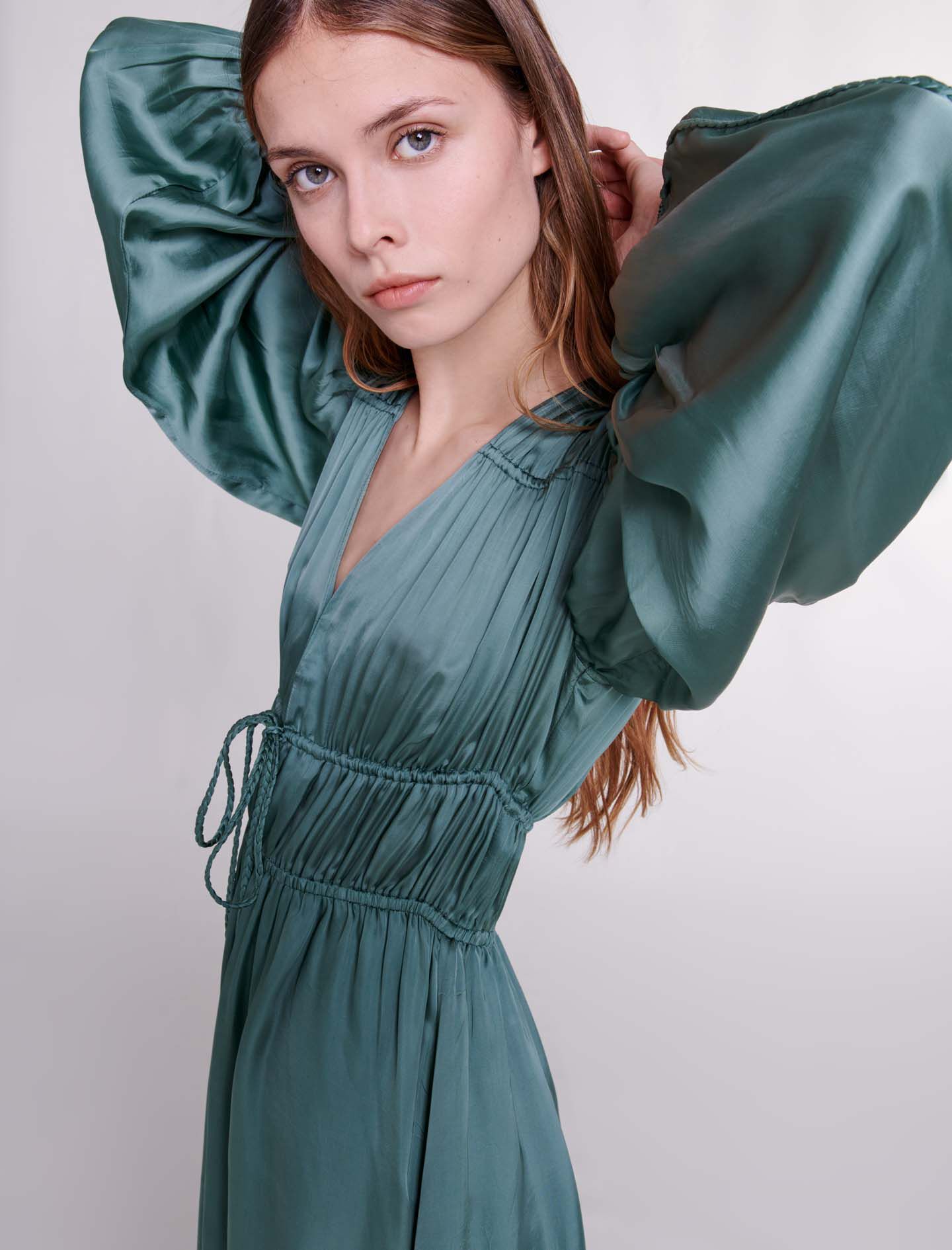 Satin look maxi dress Brown For Women Maje