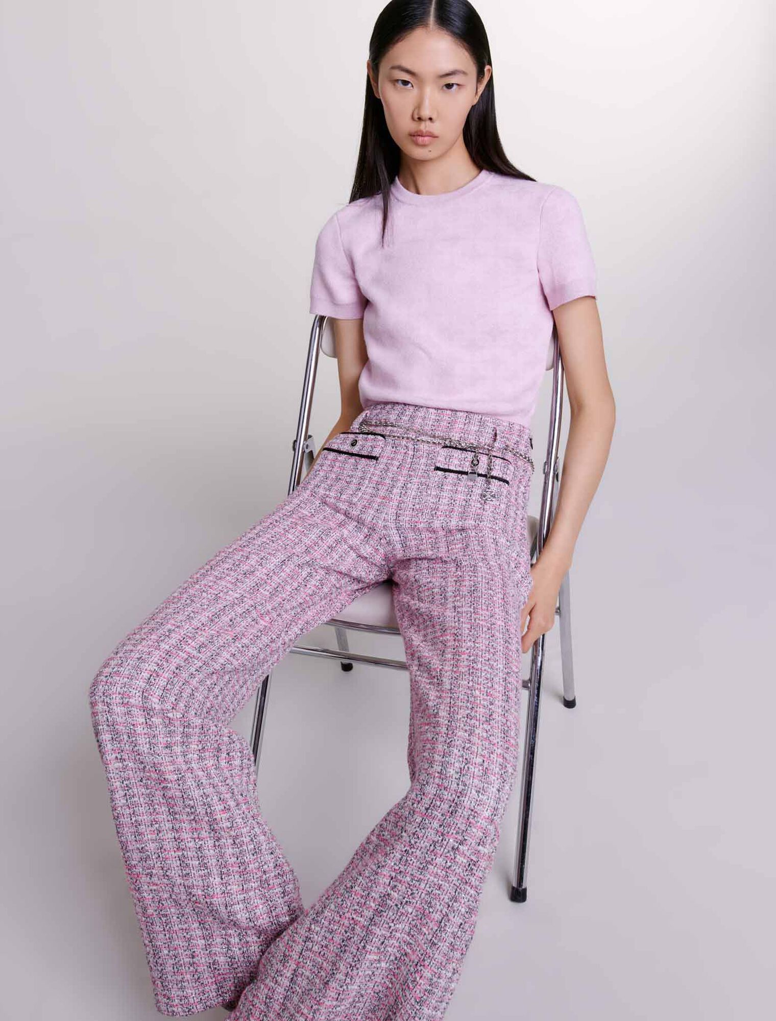 Pantalon large en tweed