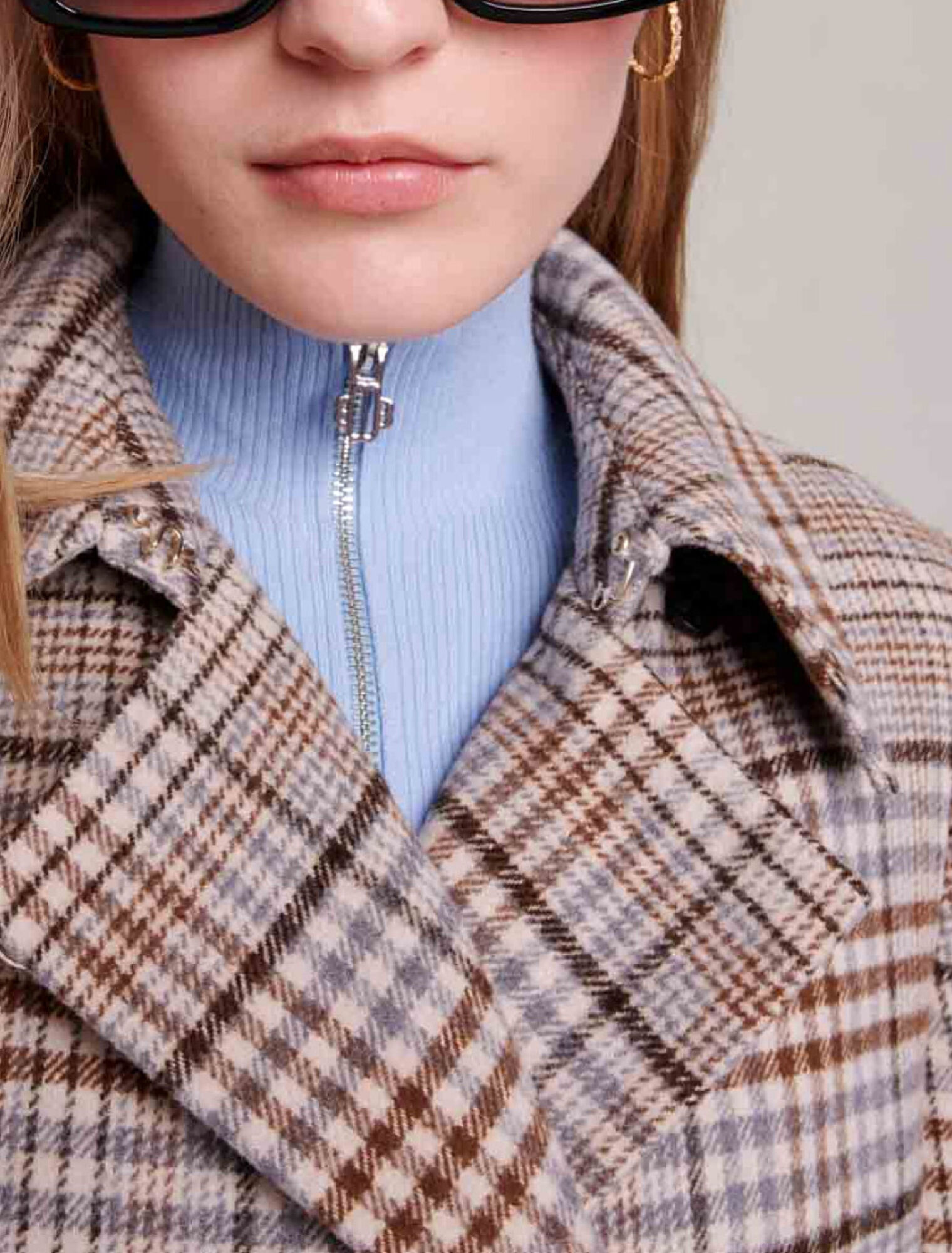 Long checked coat
