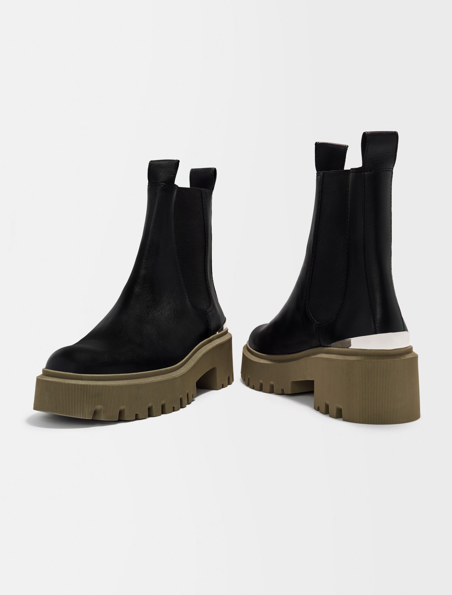 Bottines chelsea à plateforme kaki