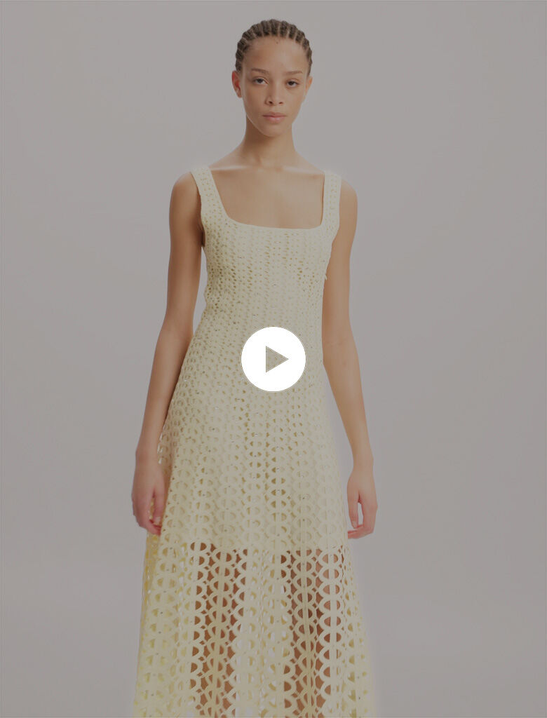 Rhinestone crochet maxi dress Yellow / Orange For Women | Maje