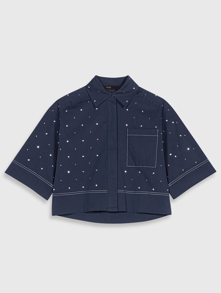 Chemise cropped ornée de clous