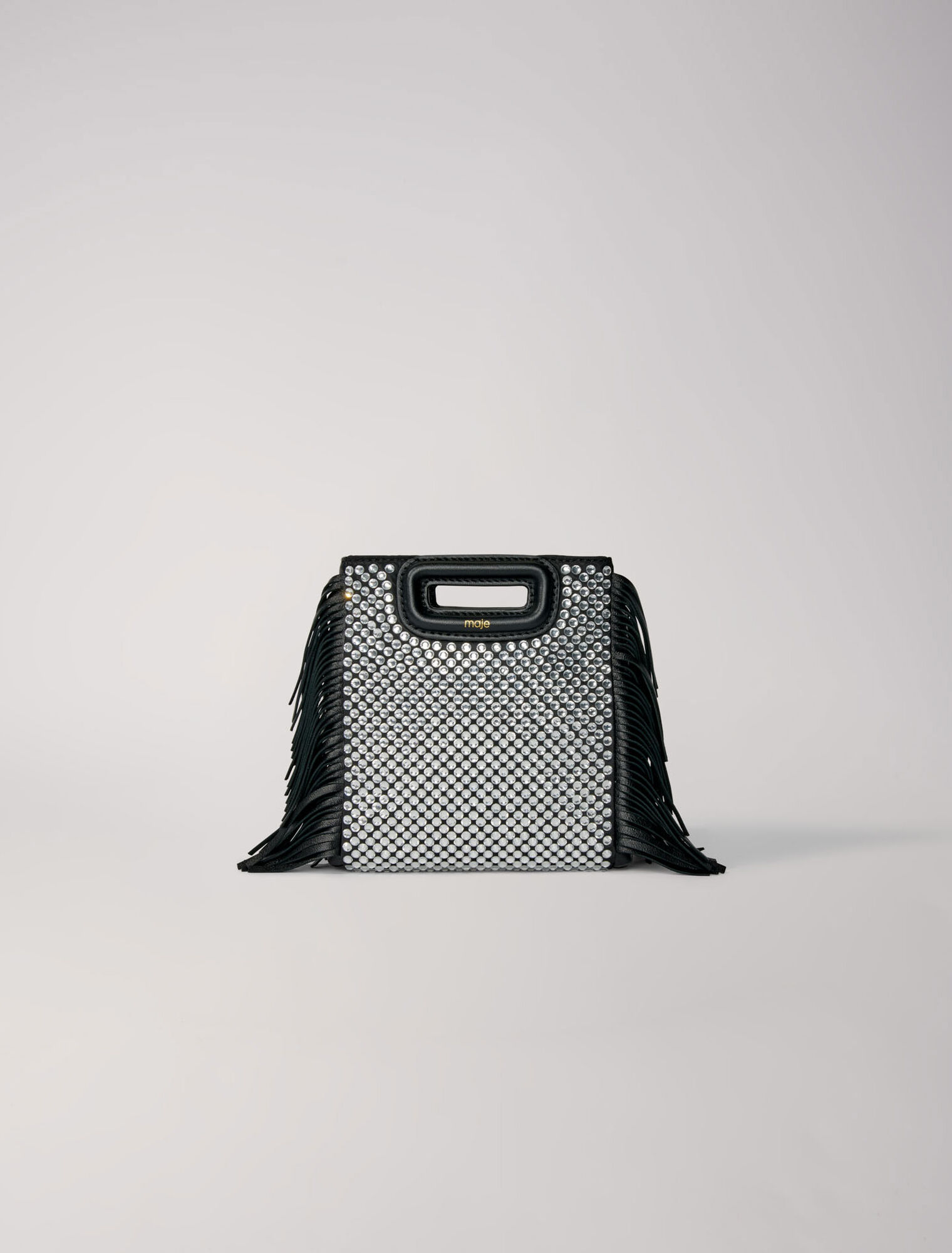 M mini leather bag with rhinestones