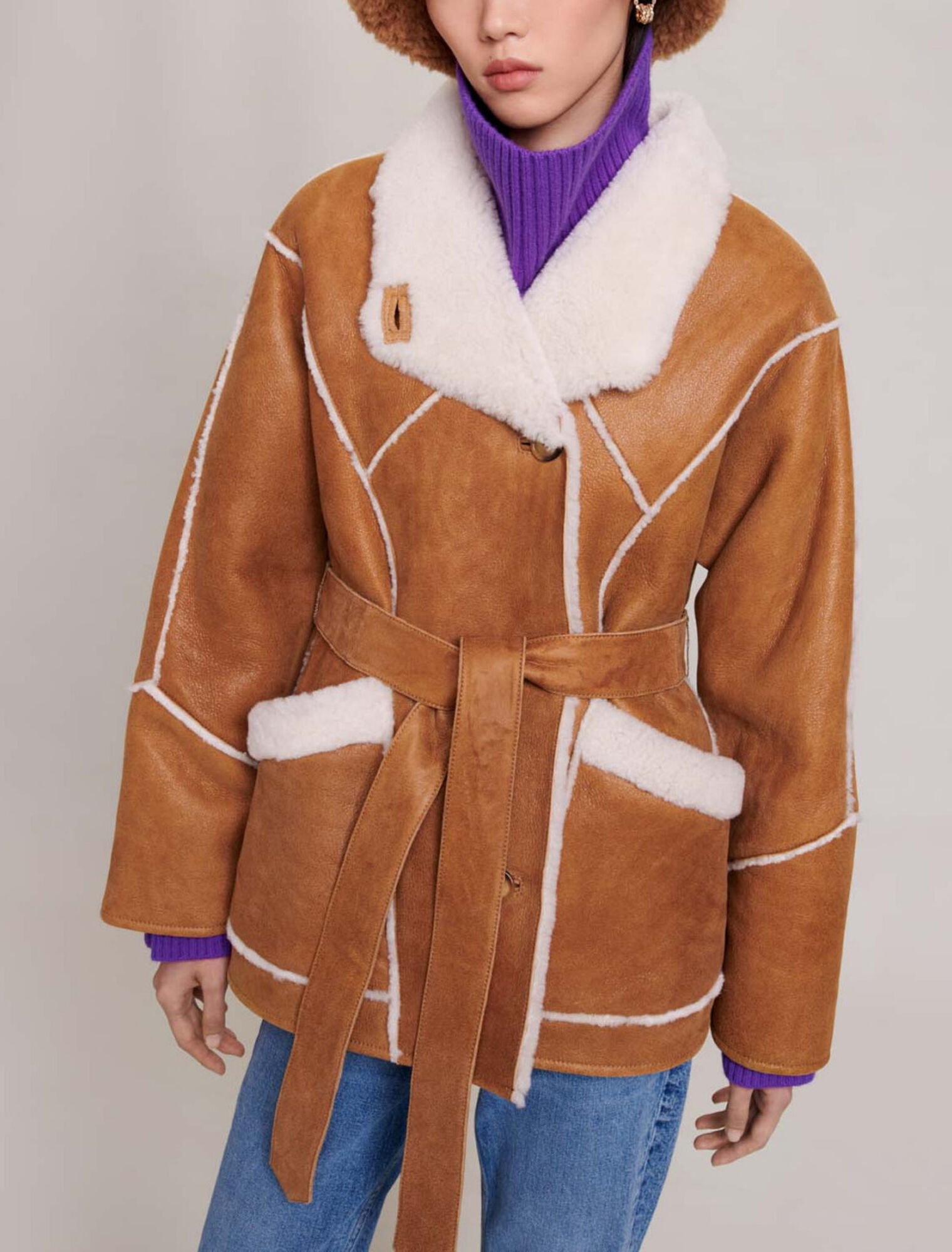 Manteau court shearling