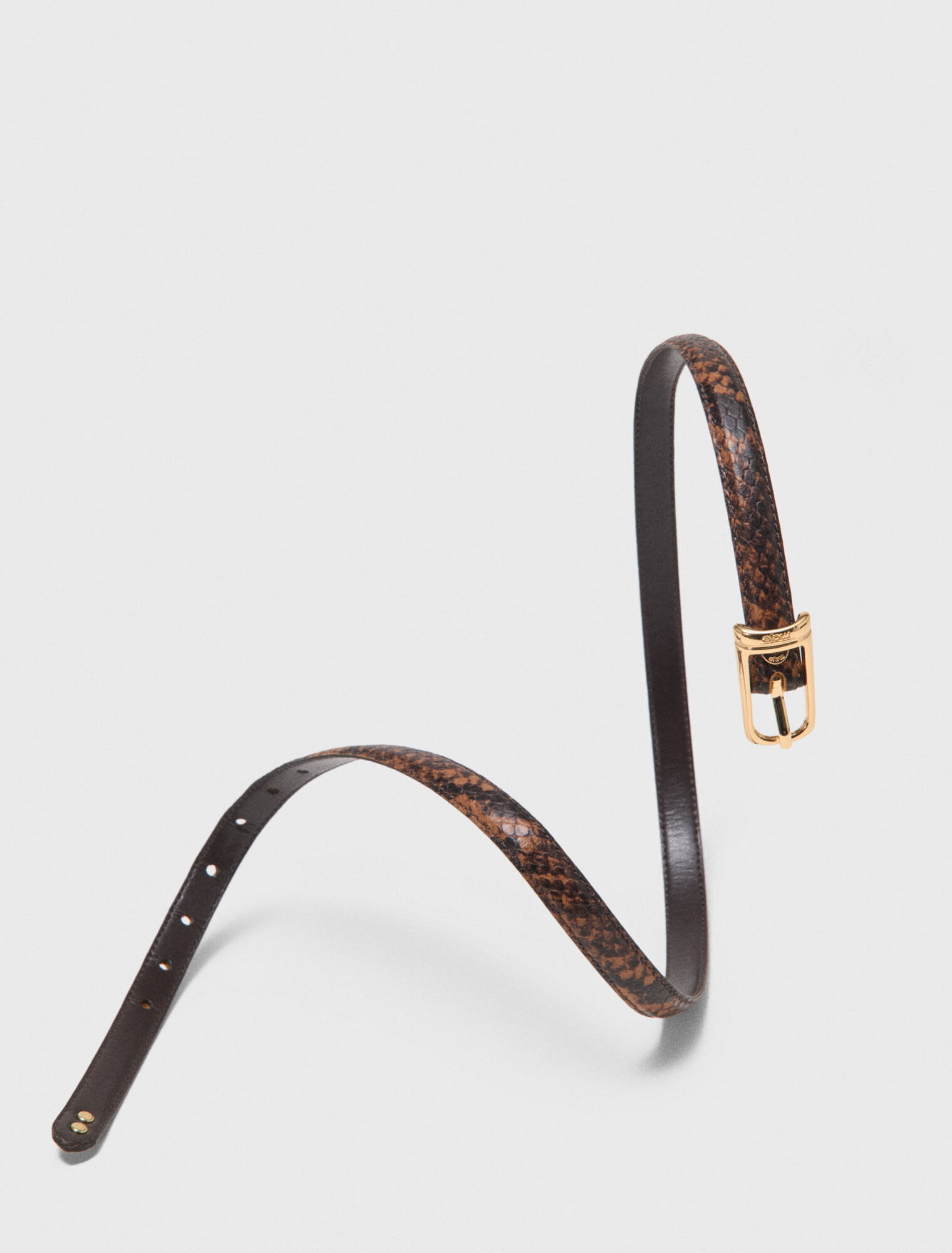 Ceinture fine en cuir emboss&eacute;