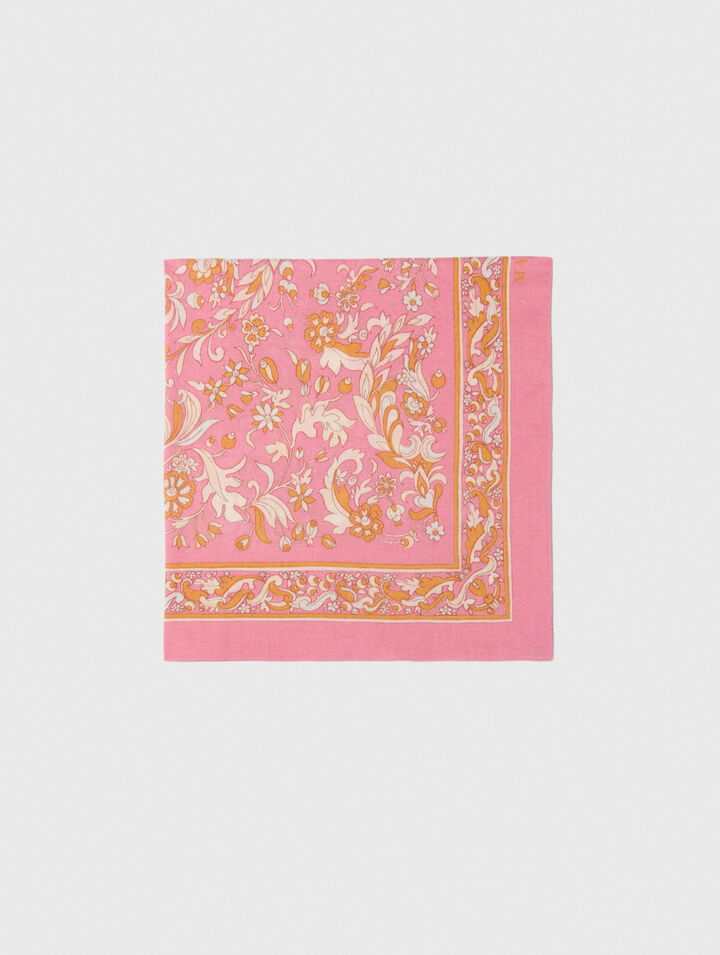 Foulard 65 x 65 imprim&eacute; fleurs