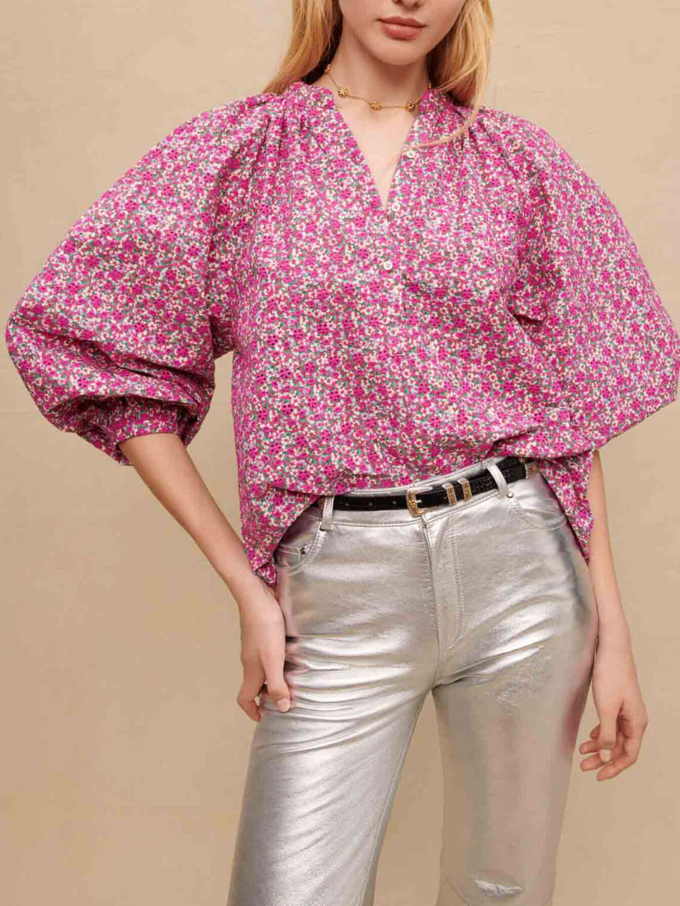 Floral printed blouse Pink For Women | Maje