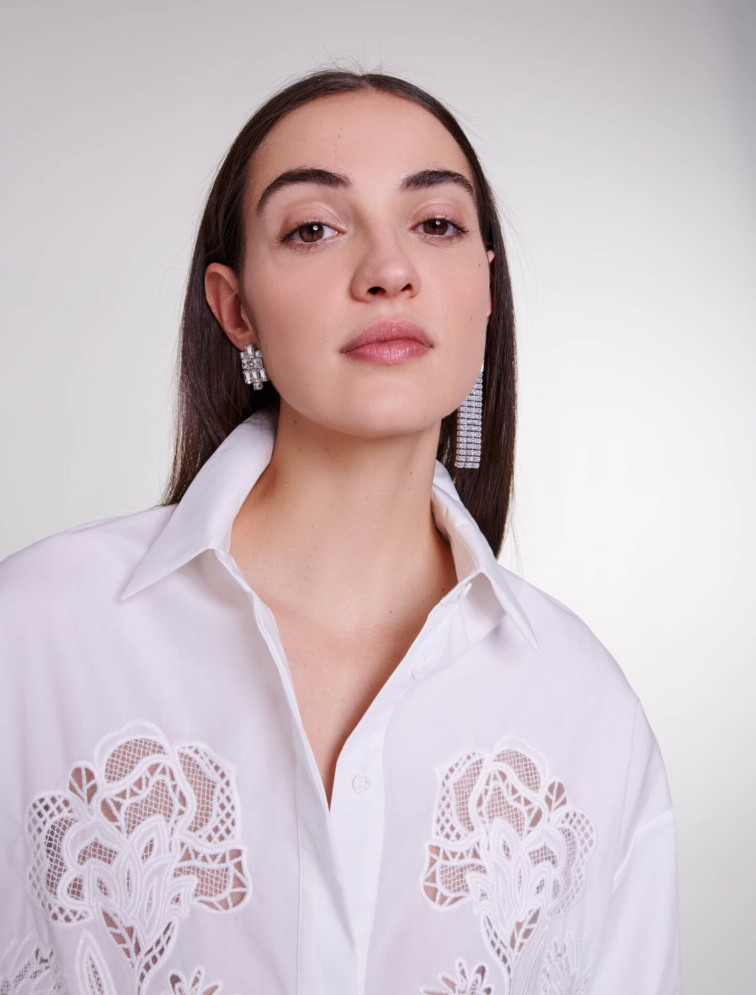 Crochet poplin shirt