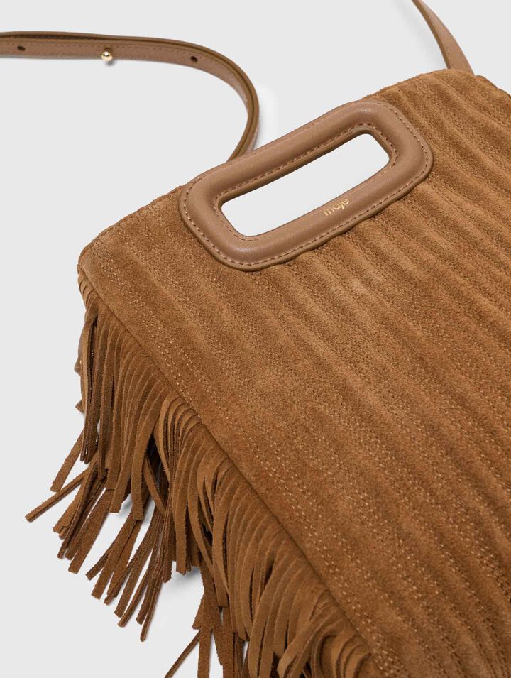 Quilted suede M bag