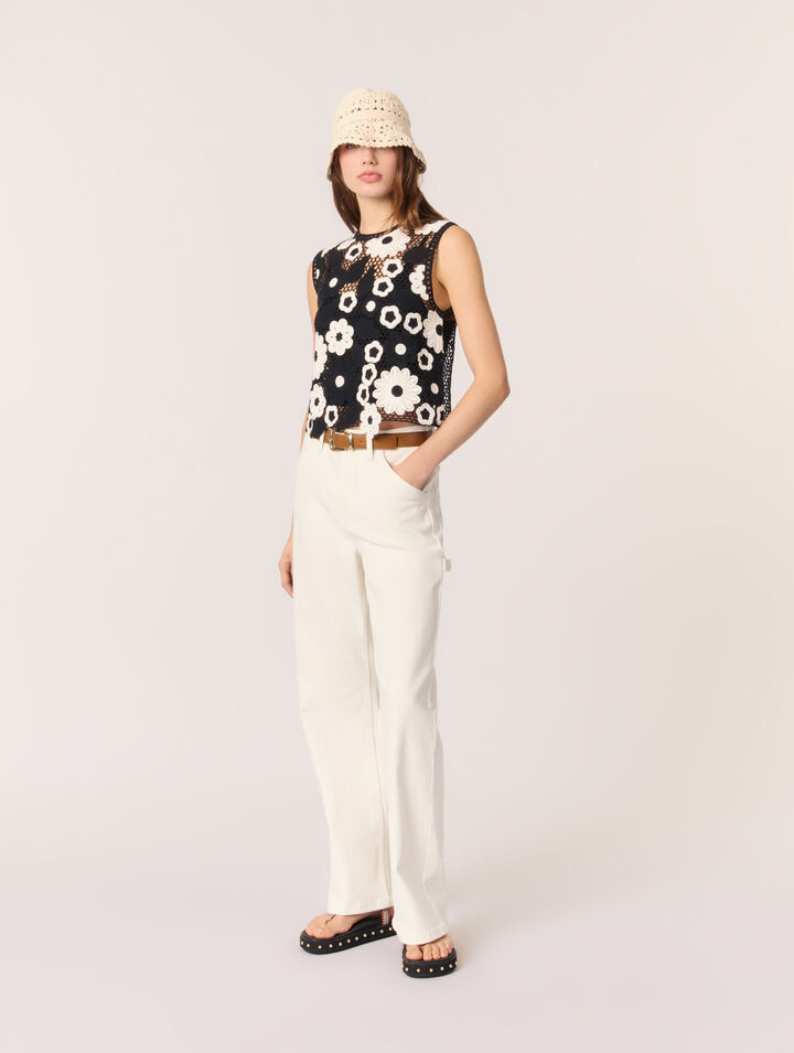 Top en crochet floral