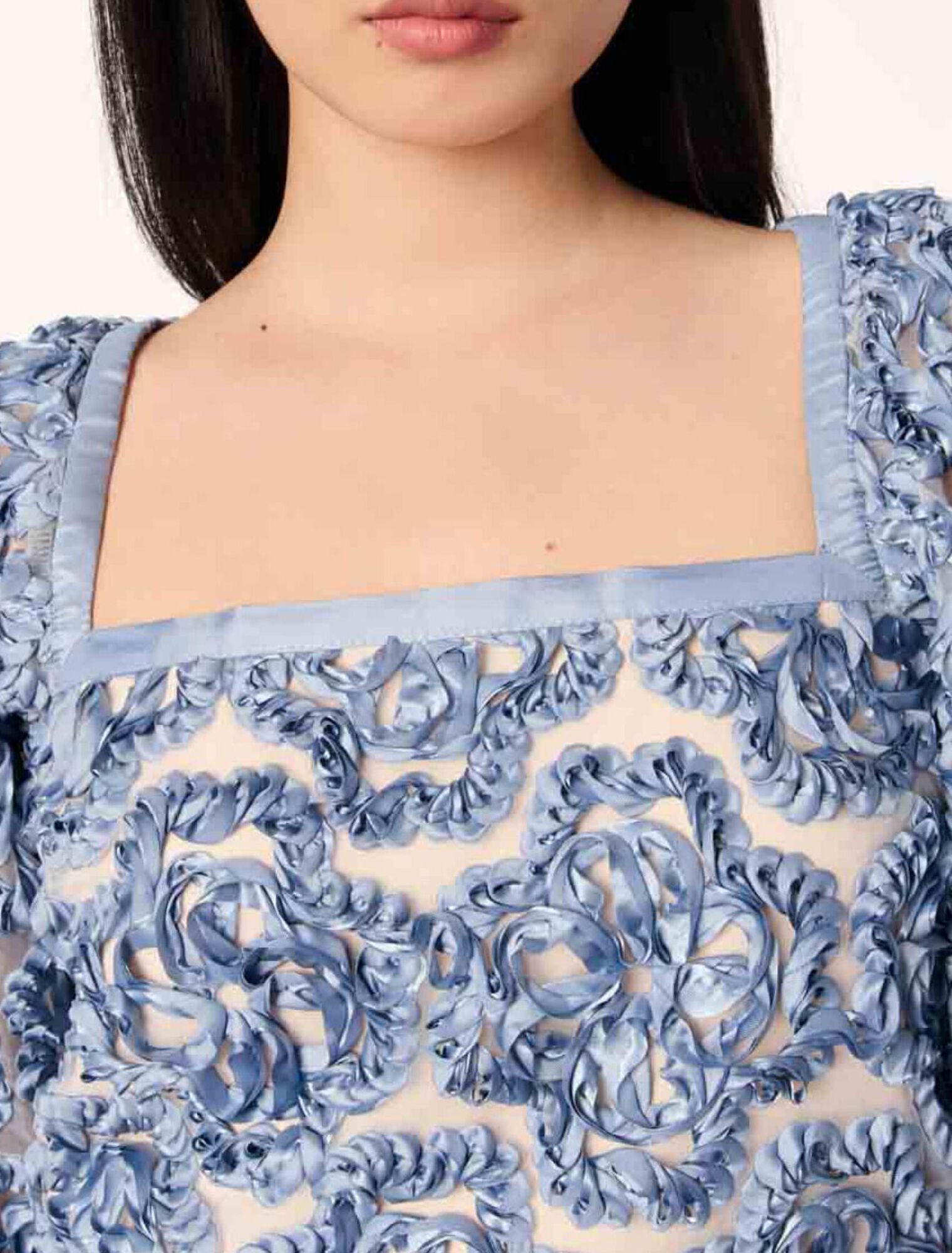 Top en organza motif floral