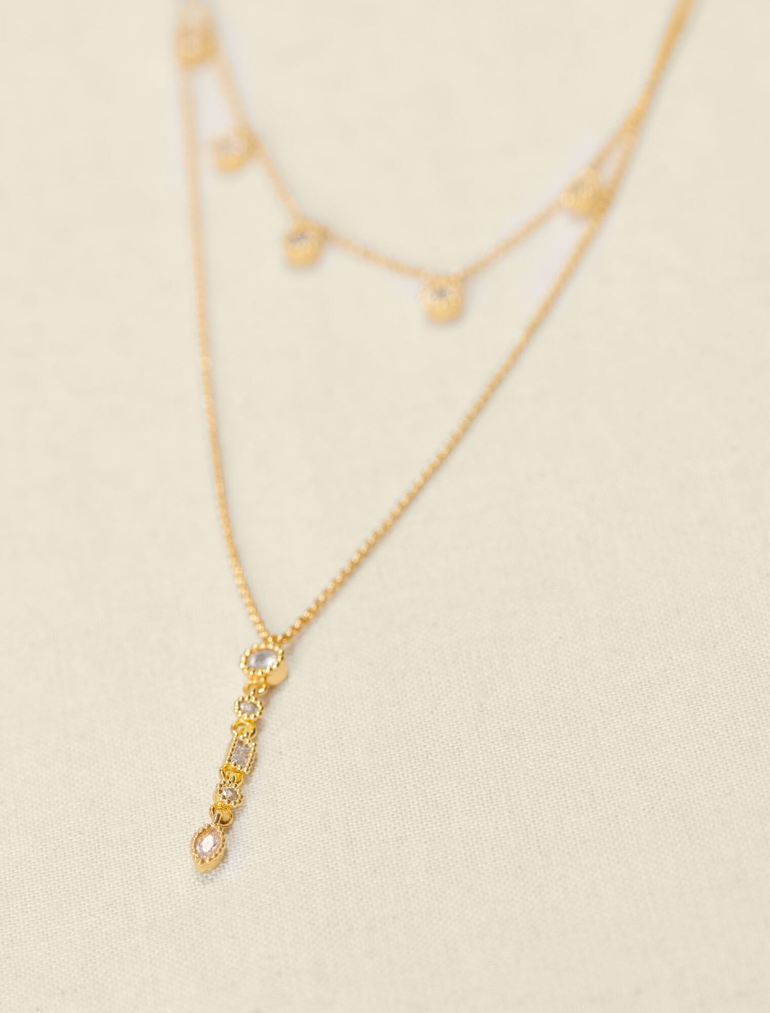 Diamanté double necklace