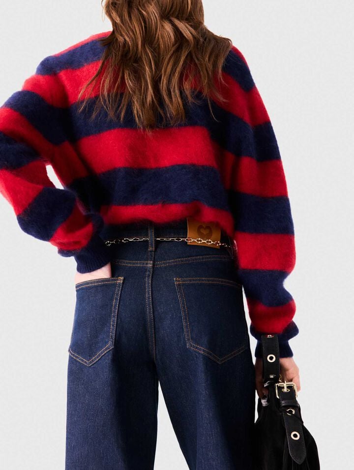 Wide-leg jeans with chain-link belt