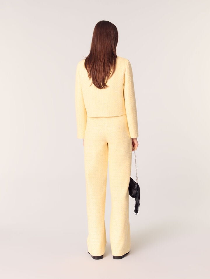 Pantalon droit en tweed et lurex