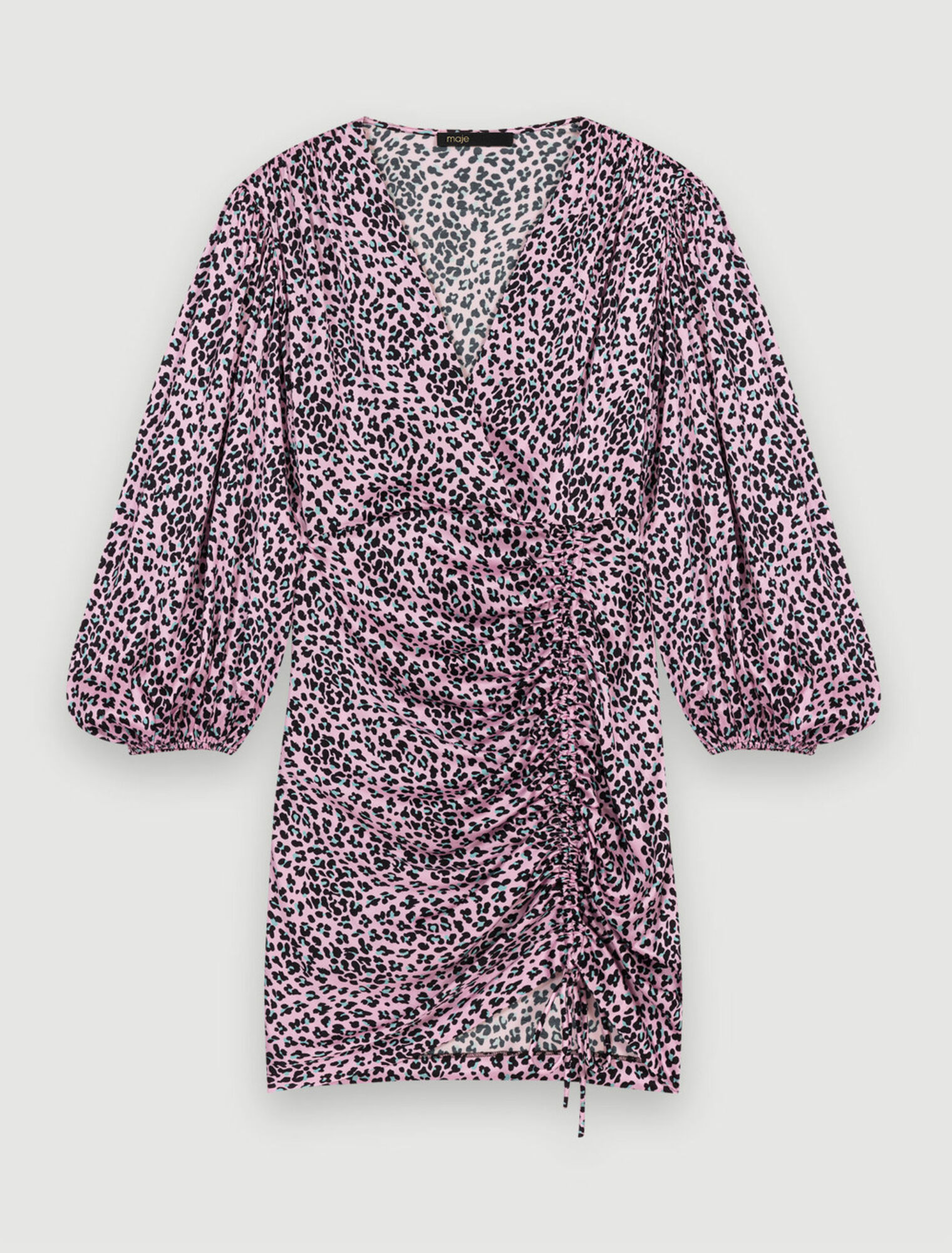 Robe drapée à motif léopard