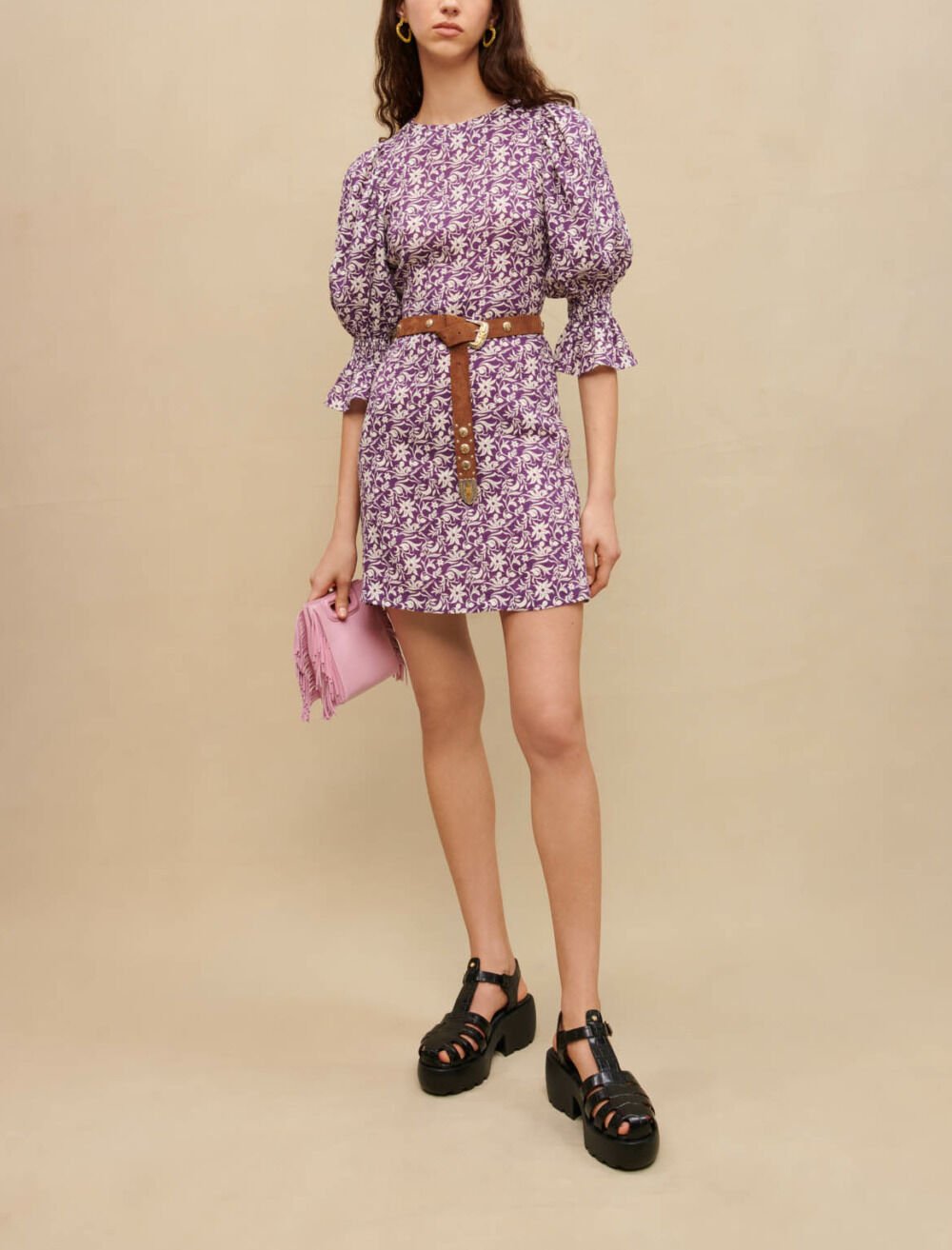 Maje short printed dress with jewel online