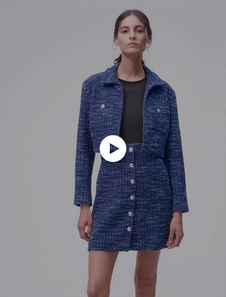 2-in-1 tweed dress Blue For Women | Maje