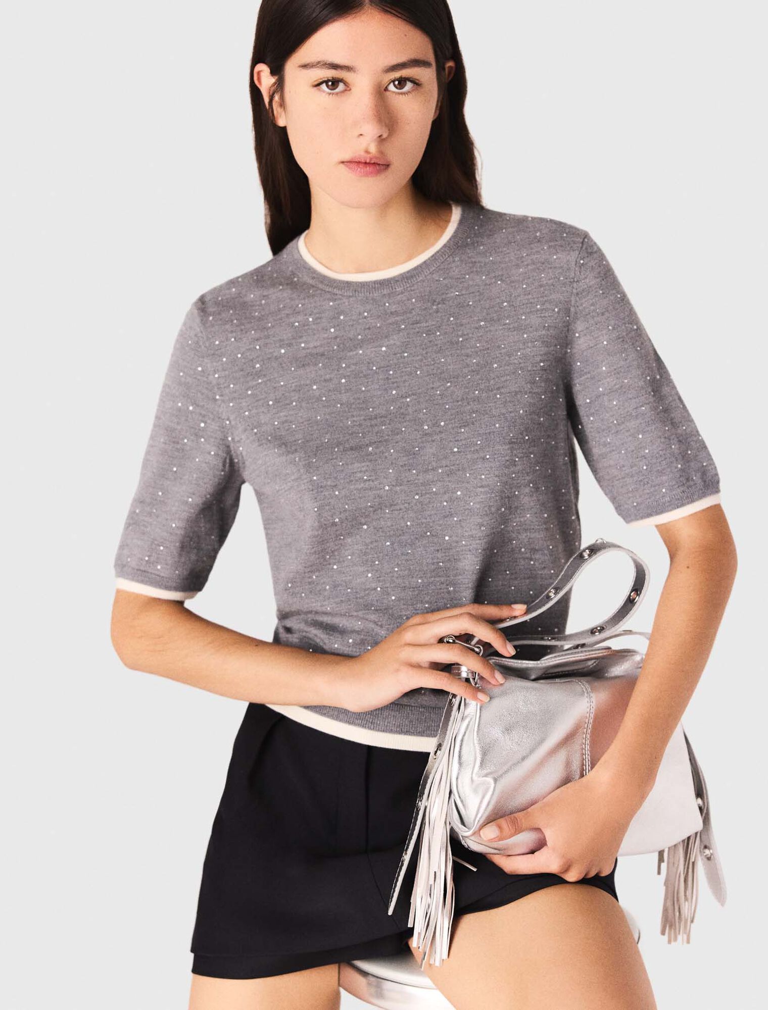 100% wool short-sleeve sweater