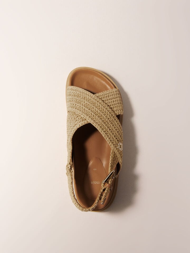 Raffia-effect flat sandals