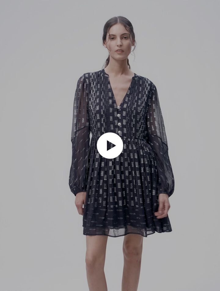 Robe courte pliss&eacute;e &agrave; imprim&eacute; fleurs