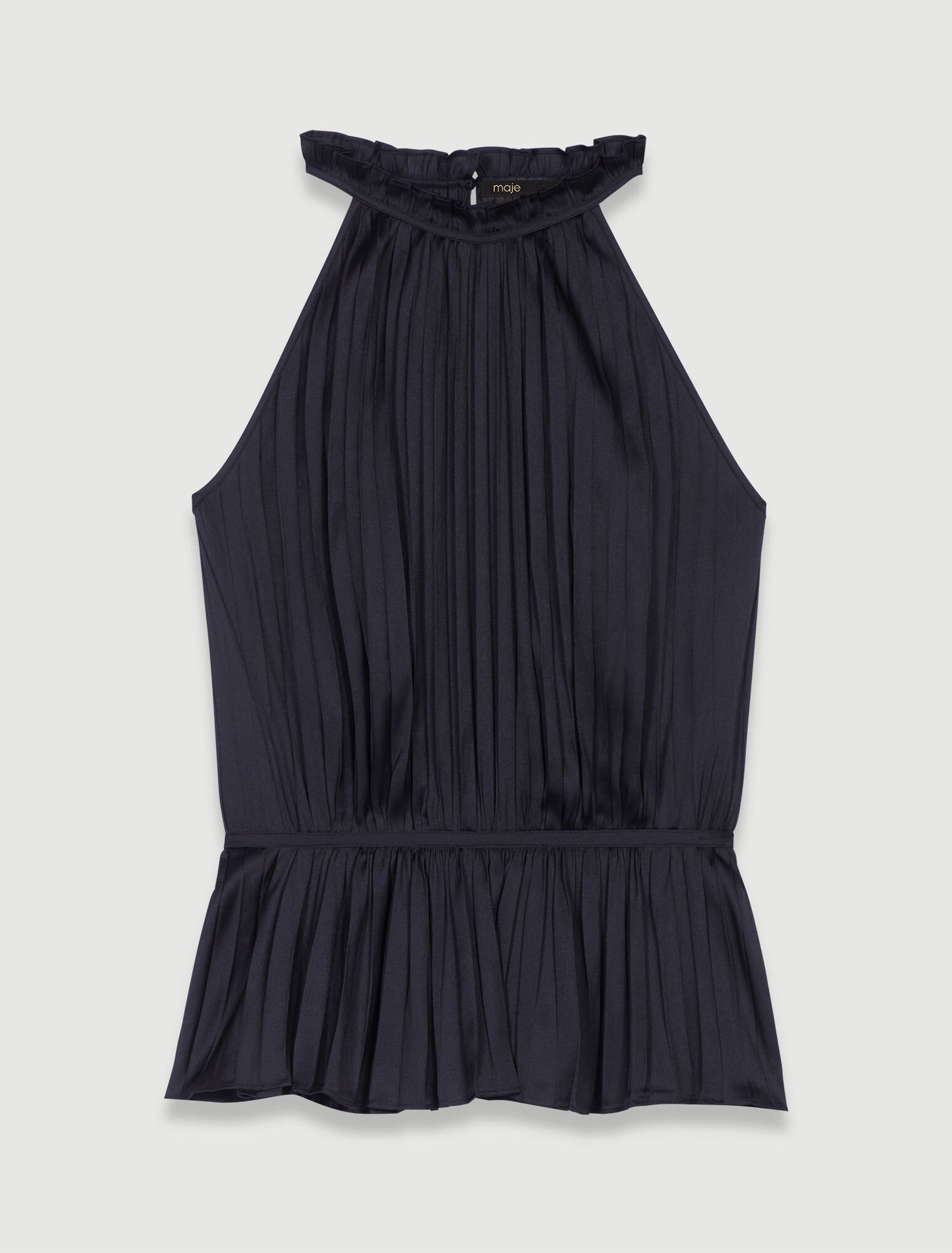 Pleated satin halter top 