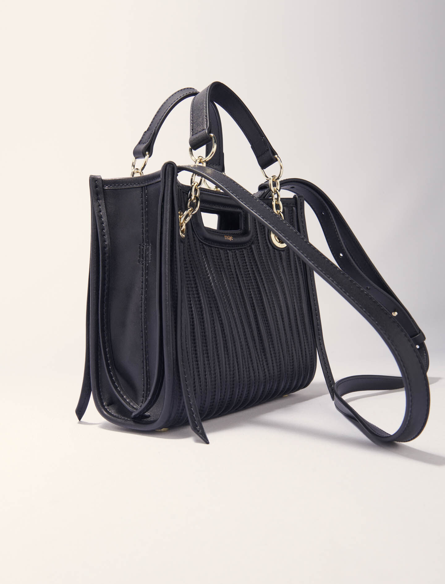 Mini quilted leather tote bag Black / Gray For Women | Maje