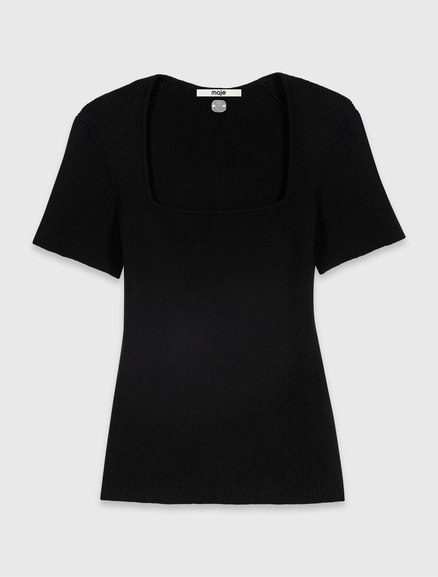 Square-neck ribbed sweater