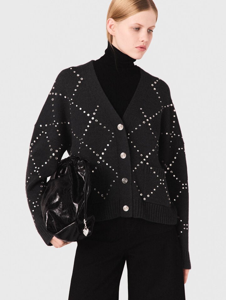 Cardigan à carreaux strassé
