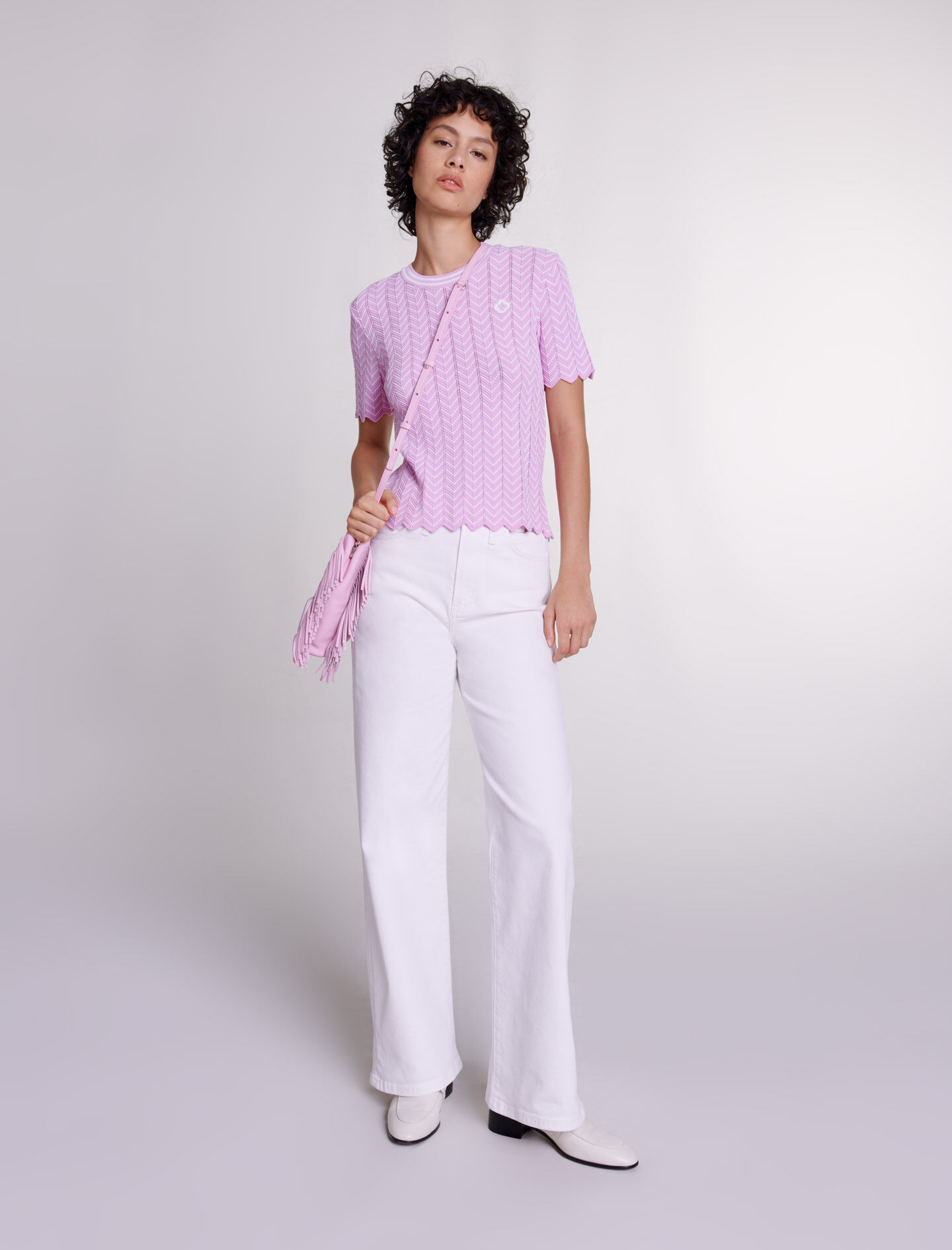 トップス ACLENT Openwork logo loose knit Openwork Loose Knit Top for Tall Women | American Tall