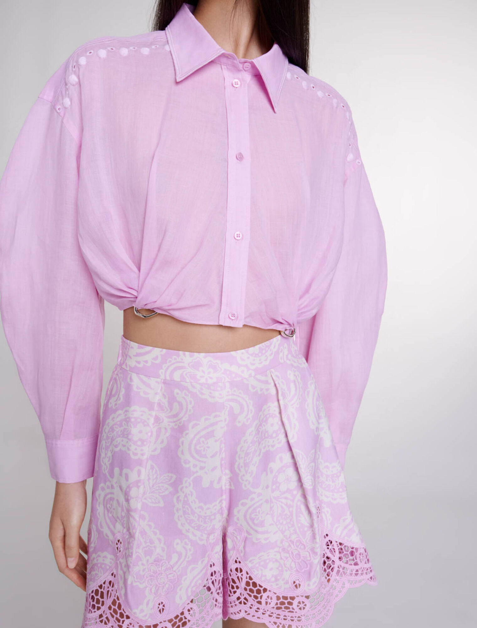 Ramie cropped shirt