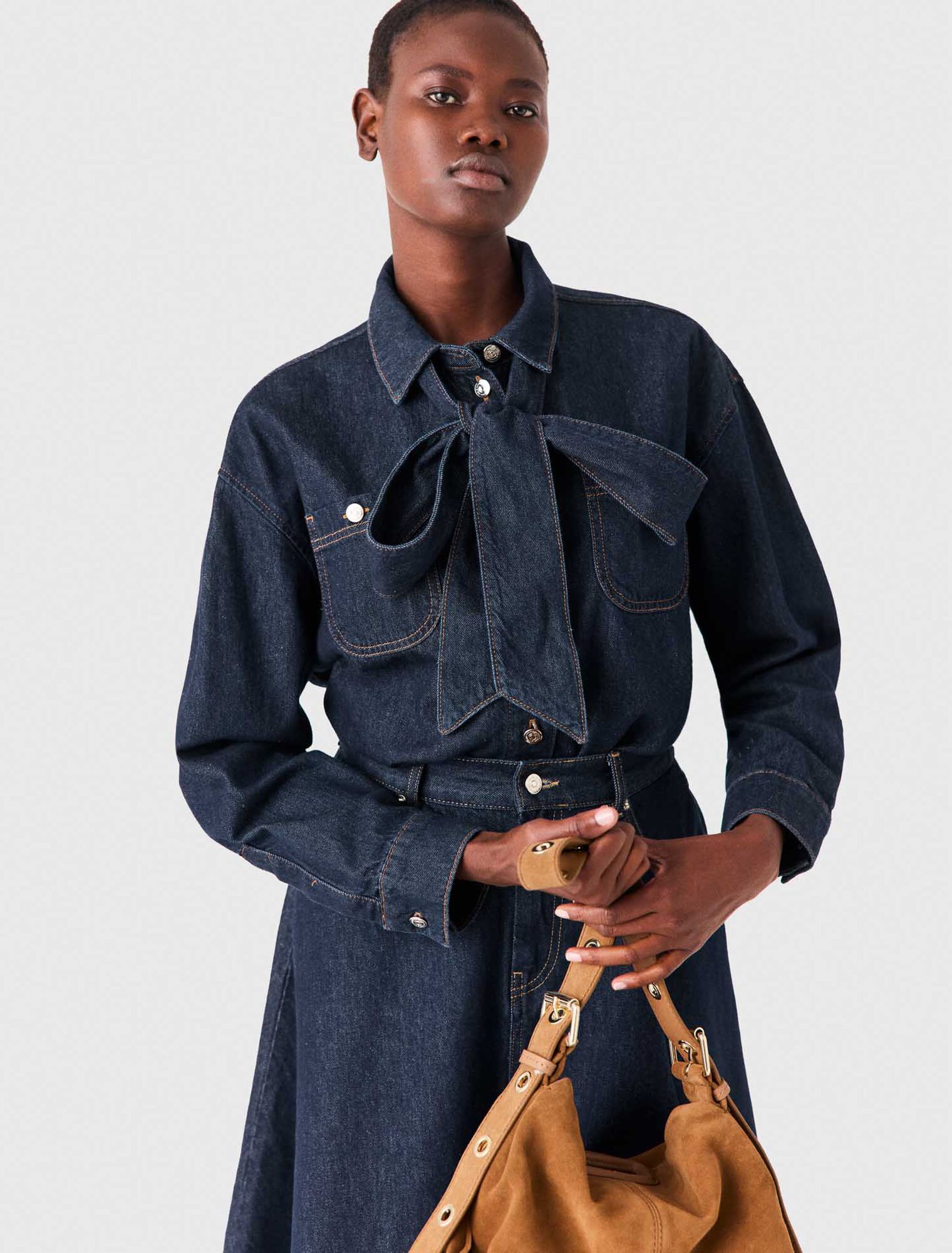 Denim jacket with bow