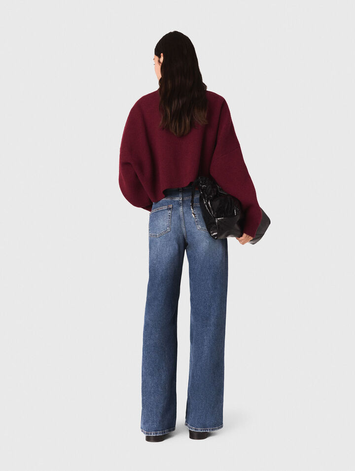 Cardigan cropped en laine mélangée