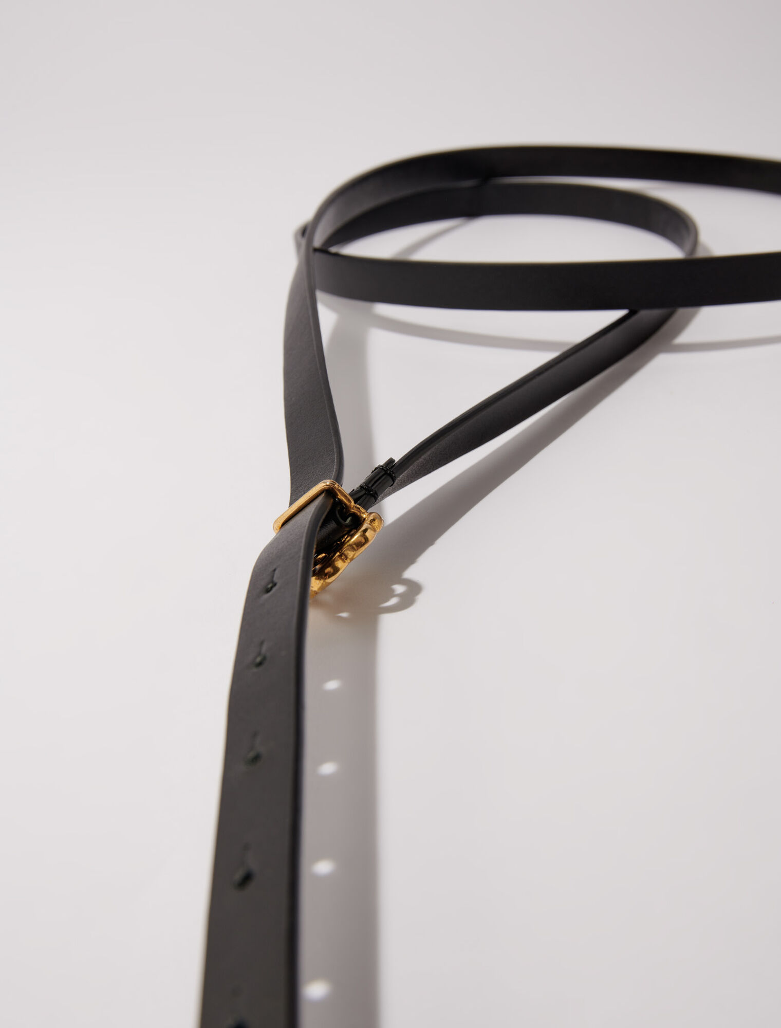 Ceinture fine en cuir double tour