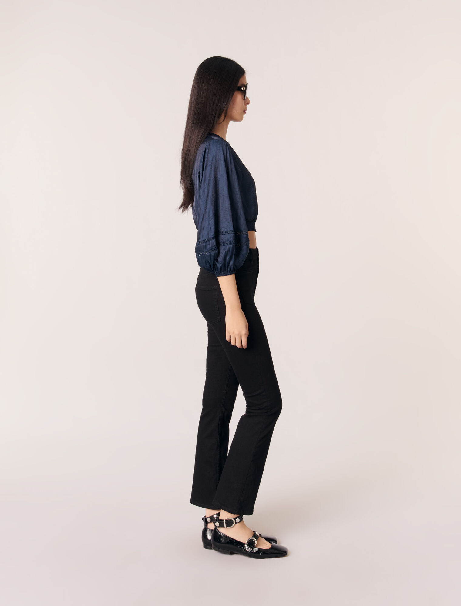 Satin-look cropped top
