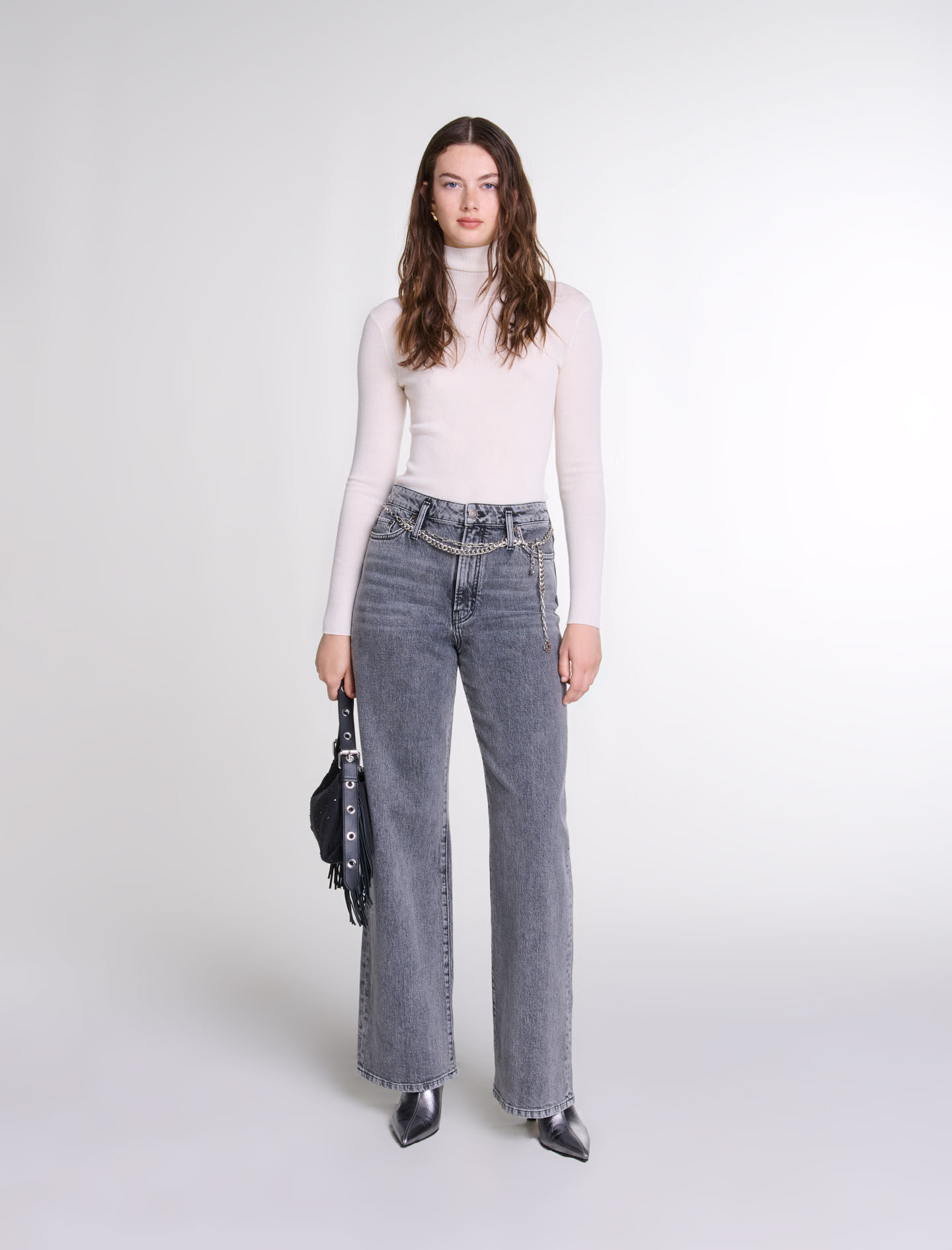 High waisted check trousers shop