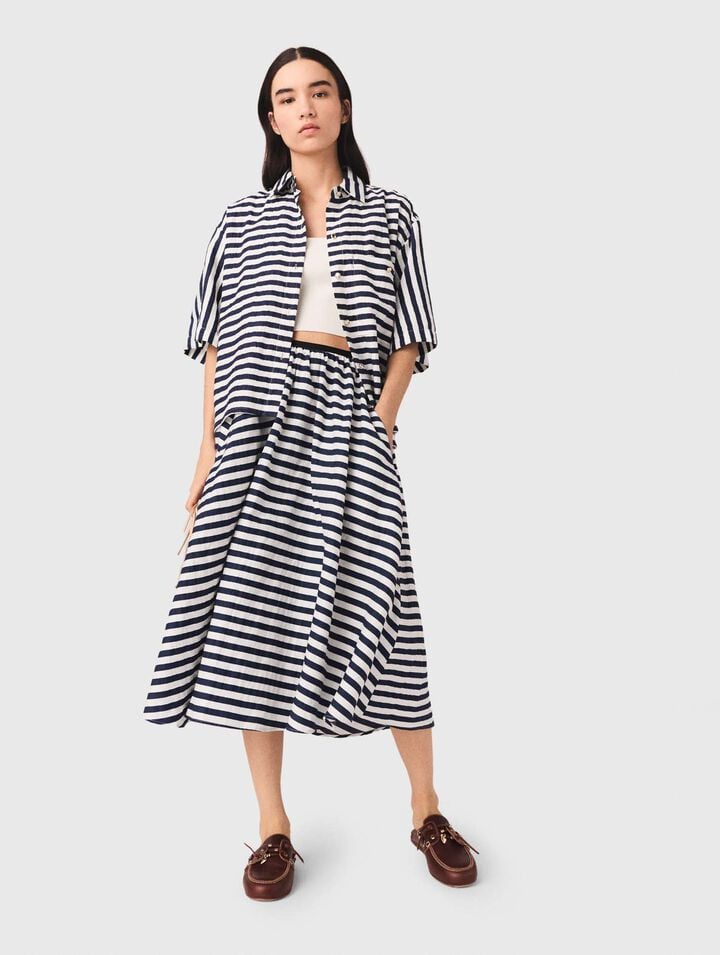 Jupe mi-longue en lin m&eacute;lang&eacute;