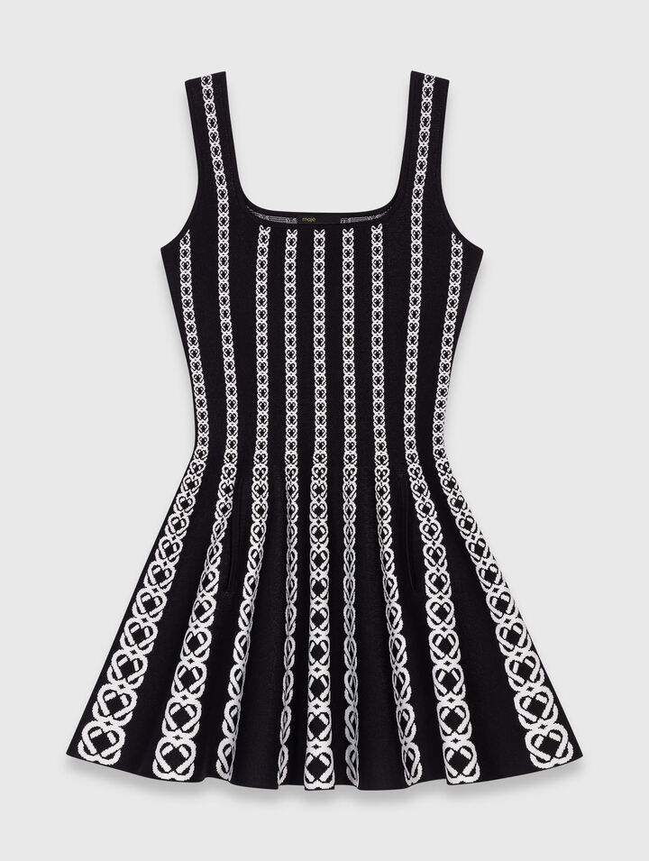 Robe courte en maille jacquard