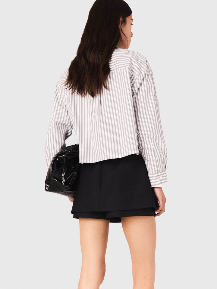 Chemise rayée strassée avec cravate 