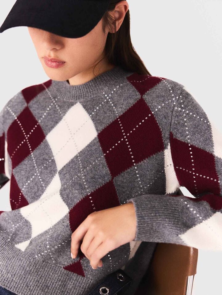 Pull court à motif argyle