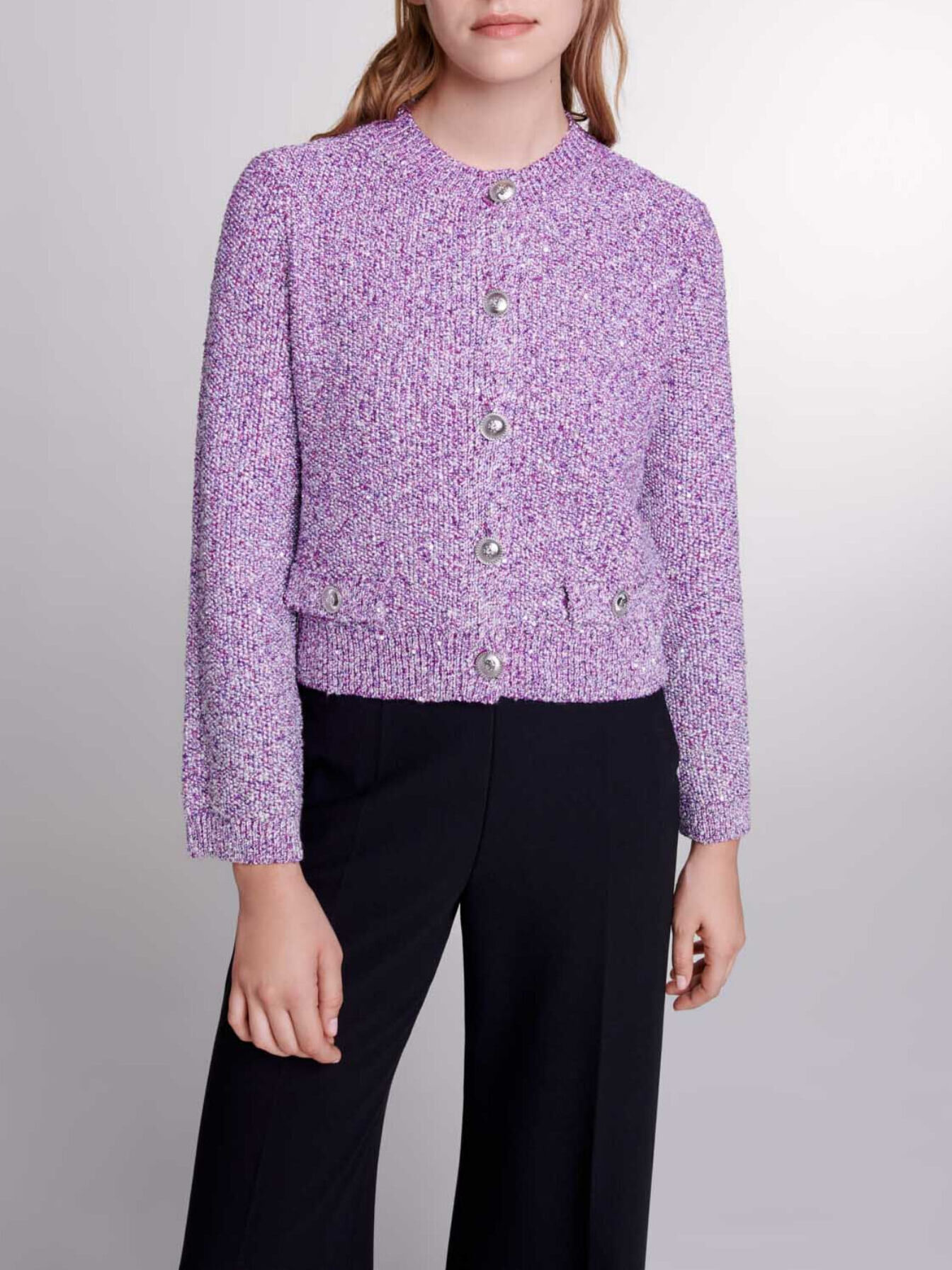 【musasi様】COMPACT LOGO KNIT CARDIGAN Jonah Chunky Knit Cardigan | Deep Topaz Multi