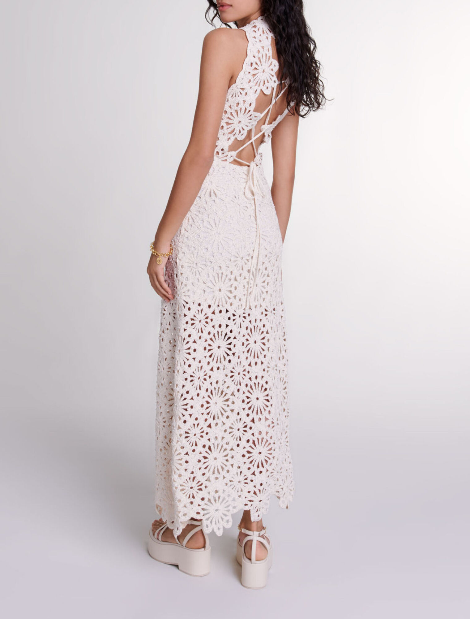 Beaded crochet maxi dress